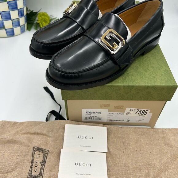 Men’s Gucci interlocking G leather loafers size 7 fits eight US made in Italy - Picture 4 of 7